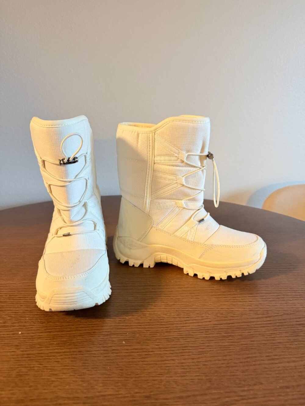 White Faux Fur Lined Winter Boots Lace Up Combat Style | Snow Boots